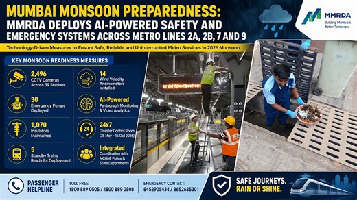 Mumbai Monsoon Preparedness: MMRDA Deploys AI-Powered Safety And Emergency Systems Across Metro Lines 2A, 2B, 7 And 9