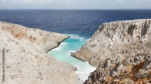 Landscape view of Seitan Limania, a pearl of the Mediterranean Sea. Iconic beach on Crete, Greece.