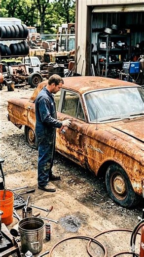 Satisfying Rust Removal from Old Car Door | Cleaning Process #shorts