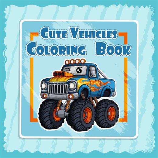 Cartoon Vehicle Coloring Book | Easy Bold Pages for Toddlers (digital Download) - Etsy