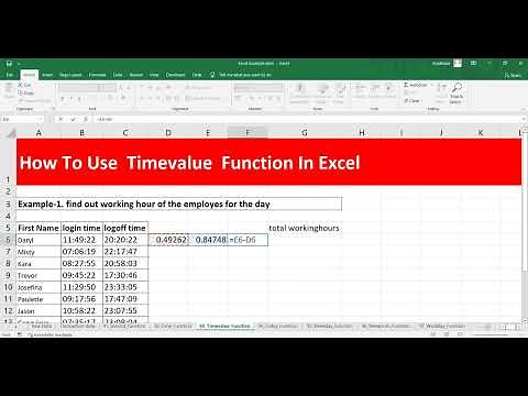 How To Use Timevalue Function In Excel | How to calculate the hour using two given time values