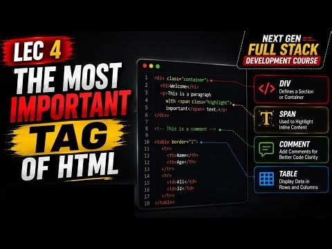 Lec 4: Stop Coding HTML Without Knowing These 4 Tags