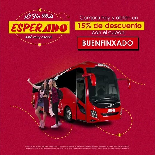 EsperADO 15% de descuento. 🚌