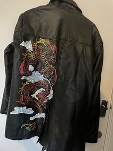 Custom Vintage Leather Jacket One of a Kind 90s Oversized Custom Leather Jacket Hand-painted Chinese Red Dragon | Jacket Leather | Rare Find - Etsy UK