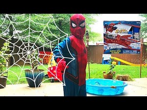 Caleb Pretend Play with Spider-Man Toys! Real SPIDERMAN Web Shooter For kids!