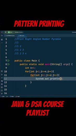Numbered Triangle Pattern in Just 25 Seconds!#devjava #coding #placementcourse #javaprogramming