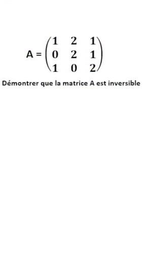 All For Math on Instagram: "Montrer qu’une matrice est inversible grâce au déterminant Dans cette vidéo, nous apprenons comment démontrer qu’une matrice est inversible en utilisant le calcul du déterminant. Nous revoyons la notion de déterminant d’une matrice trois par trois, le développement selon une ligne ou une colonne, ainsi que le lien fondamental entre déterminant non nul et inversibilité. Une méthode claire et détaillée pour mieux comprendre l’algèbre linéaire. algèbre linéaire, matrice 