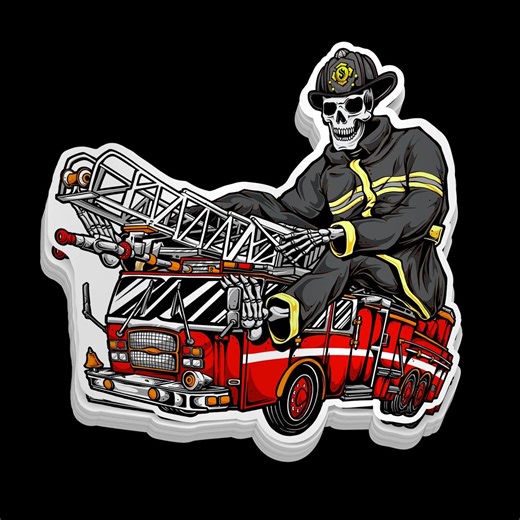 Ladder Truck Sticker, Fire Truck Decal, Firefighter Sticker, Fire Dept Gift, Fire Engine Vinyl Sticker, First Responder Decal