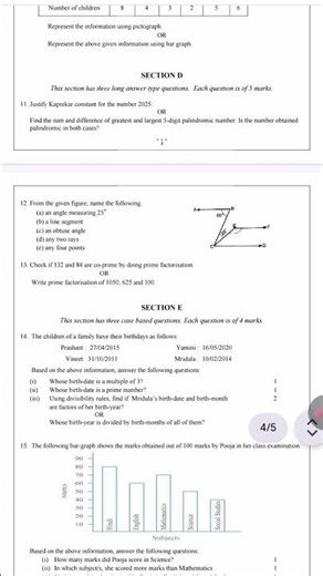 Class-6 Maths practice paper2025..#shorts|#jhakaasstudy.