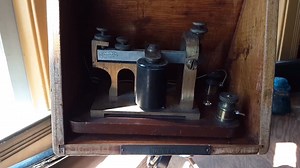 What's the message coming in on the telegraph sounder in the Hyde Park ticket agent office? Every two minutes the message sounds out. On your next visit be sure to peek in to see and hear it in action and tell us what the message is. HT to Stefan Holodnick of the Friends of the Port Hope Depot in Port Hope, Michigan (www.porthopedepot.org) for the idea and to R&GN volunteer Keith Huebner for setting up this automated telegraph sounder. Before there were video chat apps and long after smoke signa