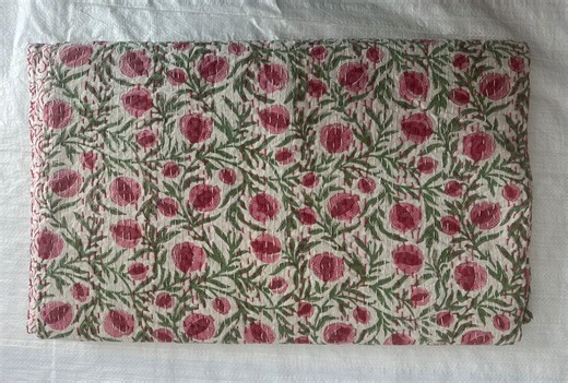 Indian Cotton Floral Bedding Bed Cover Bedspread Home Decor Hand Block Print Sofa Cover Throw Decorative Quilt Kantha Quilt Queen Blanket - Etsy