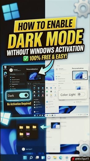 Enable Dark Mode Without Activation🔥🖥️#windows#windowstips