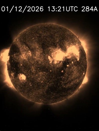 Sun 24 Hour Timelapse | Iron XV / 284 Å | Extreme UV (January 12, 2026) #shorts