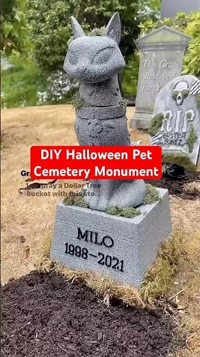 DIY Haunted Pet Cemetery Monument 🪦 | Dollar Tree Outdoor Halloween Decor