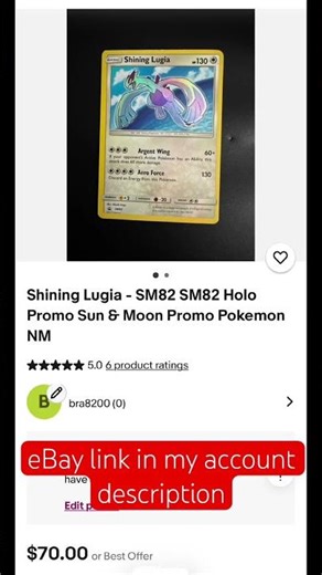 Selling this SHINY Lugia card on EBay 10$ off!!! #pokemon #ebay