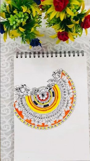 Easy Half Circle Mandala Drawing for Beginners #shorts