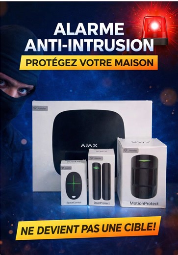 ALARME ANTI-INTRUSION : PROTÉGER SA MAISON N’EST PAS UN LUXE Un cambrioleur cherche toujours une maison facile. Une maison sans système d’alarme est une cible. Un système d’alarme anti-intrusion surveille les accès, détecte les mouvements suspects et déclenche immédiatement une alerte en cas d’intrusion. Sirène puissante. Notification instantanée sur téléphone. Surveillance 24h/24. Votre maison reste protégée même lorsque vous êtes absent. Sécuriser son domicile n’est plus une option. C’est une 