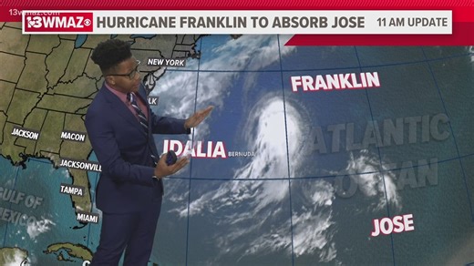 Hurricane Franklin is expected to absorb Tropical Storm Jose