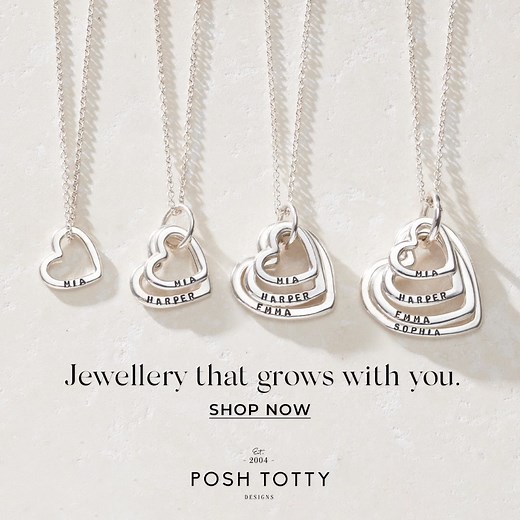 Affordable luxury; handmade & personalised sterling silver & gold jewellery. Shop your family name pieces... | Posh Totty Designs