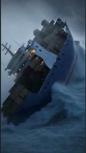 Cargo Ship vs Monster Waves 🌊 Terrifying Ocean Storm Survival #shorts
