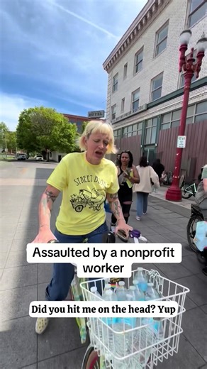 #homeless Today, I was physically assaulted by a homeless nonprofit worker. I was having a genuinely positive day, spending time with people I know on the street and had just finished an interview. That’s when they rode up, immediately hostile, yelling that I was “exploiting” the homeless for conducting interviews and offering five dollars for someone’s time. Then I was was struck in the head by a lady who calls herself Squire. What happened next says more than anything I could. Several homeless