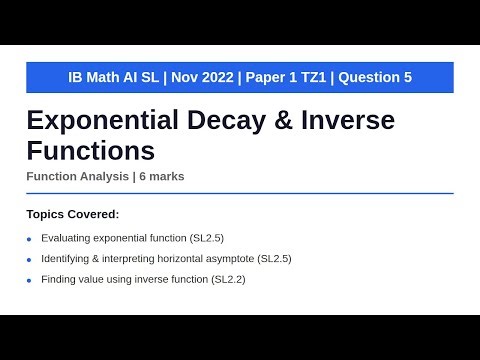 Exponential Decay & Inverse Functions | IB Math AI SL | November 2022 Paper 1 TZ1 Q5