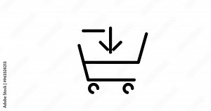 Shopping Cart animated outline icon with alpha channel. Shopping Cart 4k motion design animation for web, mobile and ui design