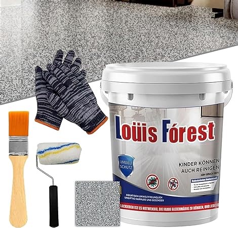 Epoxid-Bodenbeschichtung in Hochglanz-Marmoreffekt, Louis Forest Epoxid-Bodenfarbe, wasserfeste Epoxid-Bodenfarbe auf Wasserbasis, rutschfest, kein stechender Geruch (0,5KG-02#)