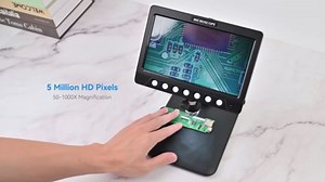 Coin Microscope for Error, 7'' LCD Magnifying Glass with Light, 1200X & 1080P Soldering Microscope, 32GB Coin Magnifier with 8 Adjustable LED Lights, Cool Gadgets Microscopes for Coins, Jewelry