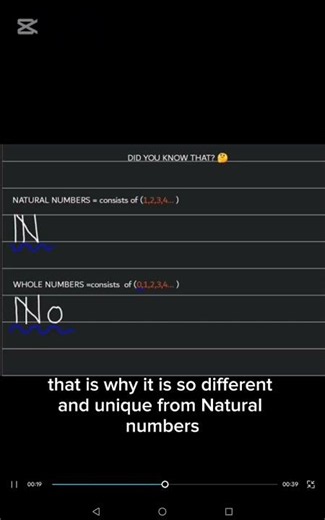 The differences between Natural and Whole numbers