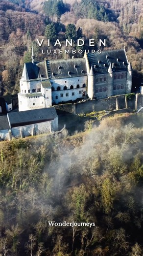 The morning fog and the castle. Vianden, Luxembourg.