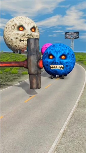 Big & Small Moon Cars vs Giant Hammer - BeamNG.Drive #beamngdrive #shorts #trending #viral #usa