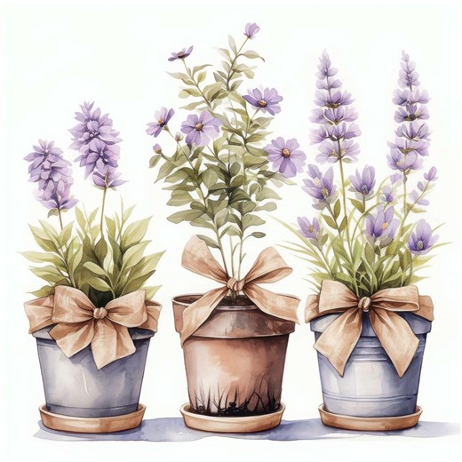 10 Rustic Flower Pots Clipart, Pots Design Images, Printable Watercolor Clipart, High Quality JPG, Commercial Use, Paper Craft, Junk Journal - Etsy