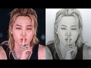 BTS] Jimin Drawing Easy 💜 ✨️ Outline and Shading Tutorial 😎 How to draw a boy//Kpop idol Drawing