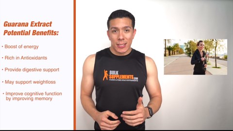 BulkSupplements.com Guarana Extract Powder - Natural Caffeine Supplement, from Guarana Seed, Guarana Powder - Gluten Free, 800mg per Serving, 250g (8.8 oz) (Pack of 1)