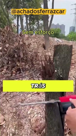 This portable electric chainsaw cuts wood in seconds.