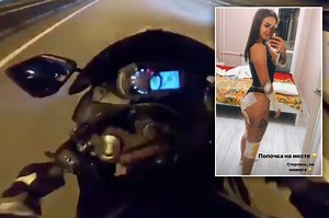 Russian woman miraculously walks away from 120 mph motorcycle crash
