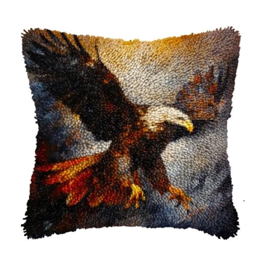 DIY Latch Hook Pillow Kit: Flying Eagle in Red Cloud Sky Design - Etsy