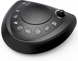 White Noise Machine, Portable Sleep Sound Machine with 24 Soothing Sounds, Timer & Memory Function, Headphone Jack, USB Charging, Powered by AC or Battery for Baby, Kids, Adults, Travel