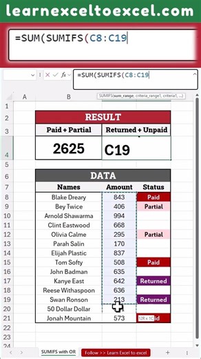 SUMIFS with OR Criteria in #Excel Formula - Conditional Sum with Multiple Conditions in Same Column