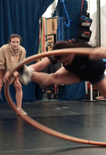 using the power of girlhood to learn a new trick on the Cyr wheel 💪 (📺: Cirque Life) #cirquelife #cirquedusoleil #cyrwheel