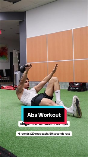 Kettlebell Abs Routine🔥: 4 rounds • 20 reps each • 60 sec rest Simple, effective, and guaranteed to fire up your core. #fyp #foryou #abs #gym #absworkout