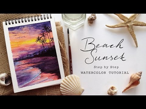 Sunset Beach: Step by Step Watercolor Tutorial
