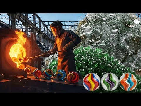 How Glass Marbles Are Made From Recycled Glass Bottles😱Traditional Factory Process|