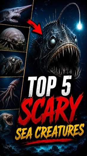 Top 5 Scariest Sea Creatures Ever Discovered 🌊😨 #SeaCreatures #DeepSea#AnimalFacts #OceanMysteries
