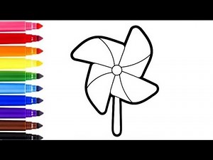 How to draw a Paper Windmill | Paper Windmill Drawing, Painting and Coloring for kids |