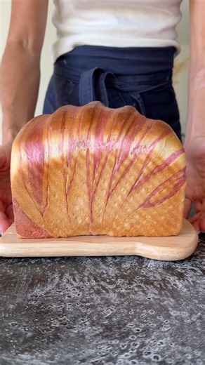 Purple Sweet potato accordion bread made with sourdough starter. ( recipe in description )