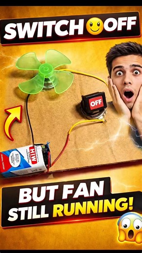 No Switch Fan 🤔 Trick| Run DC MotorWithout Switch | #dly #dcmotor #usa #experiment #fan