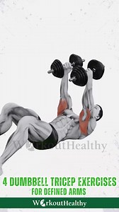 4 Tricep Dumbbell Exercises ~ FOLLOW WorkoutHealthy for more ~ #Exercise #tricepworkout | WorkoutHealthy