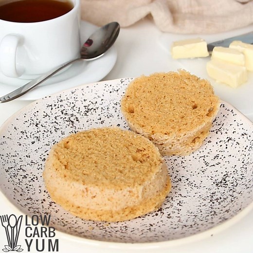 It's quicker and easier than you think to make a tasty low carb English muffin for breakfast, take a look! See the full instructions here --> https://lowcarbyum.com/paleo-english-muffins-minute-gluten-free/ | Low Carb Yum